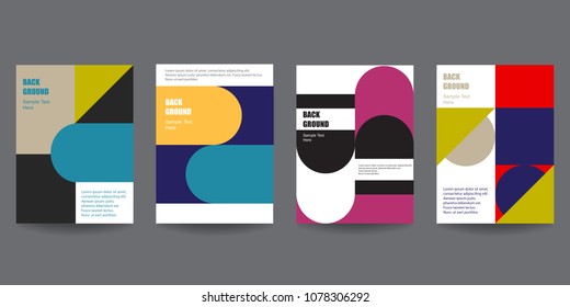 Abstract poster set isolated on gray background. Cover for web site,placard, invitation card,backdrop and wallpaper. Useful for brochure,flyer and leaflet. Creative modern art, vector illustration