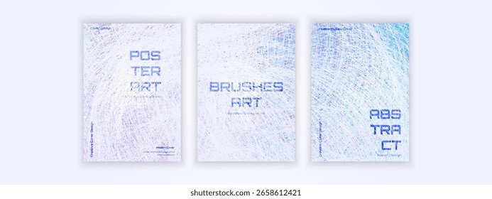 Cartaz abstrato definido com linhas de pincel em camadas criando efeitos de textura digital dinâmica