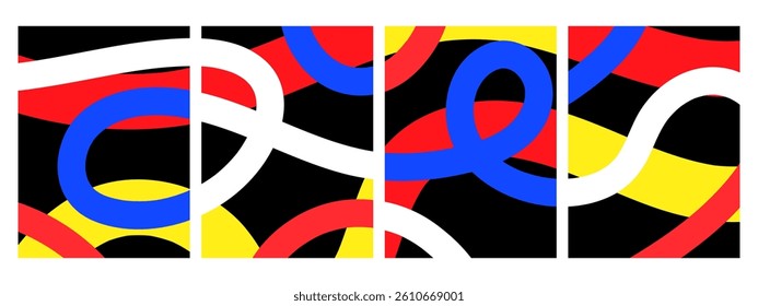 Abstract poster set. Modern abstract art design with wavy shapes and lines. Templates for celebration, advertising, branding, banner, cover, label, poster, background etc.