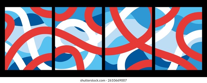 Abstract poster set. Modern abstract art design with wavy shapes and lines. Templates for celebration, advertising, branding, banner, cover, label, poster, background etc.