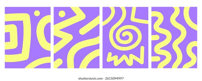 Abstract poster set. Modern abstract art design with wavy shapes and lines. Templates for celebration, advertising, branding, banner, cover, label, poster, background etc.	