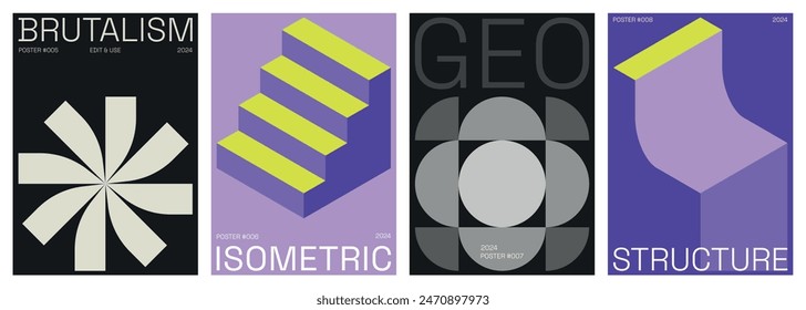 Abstract poster set with modernist shapes