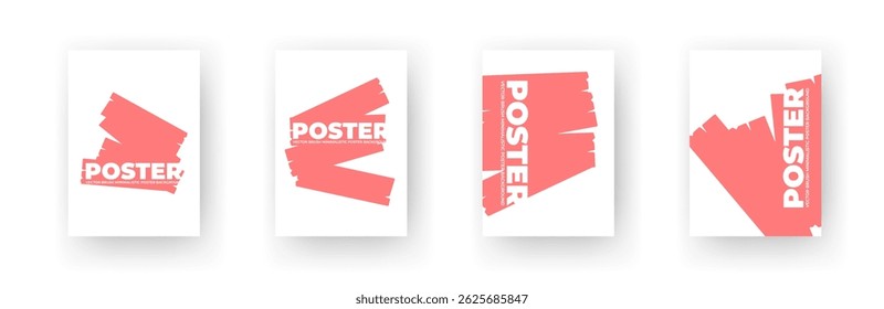Abstract poster set with pink brush strokes in vector design.
Paint textures in soft artistic expressive layout