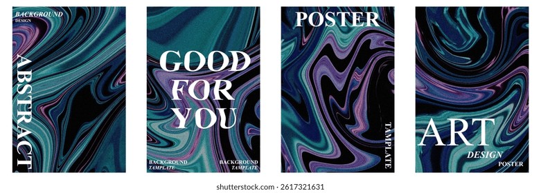 Abstract poster set with wavy and textured grain effect. Modern minimal design for creative backgrounds, art templates, and decorative prints. Vibrant and stylish