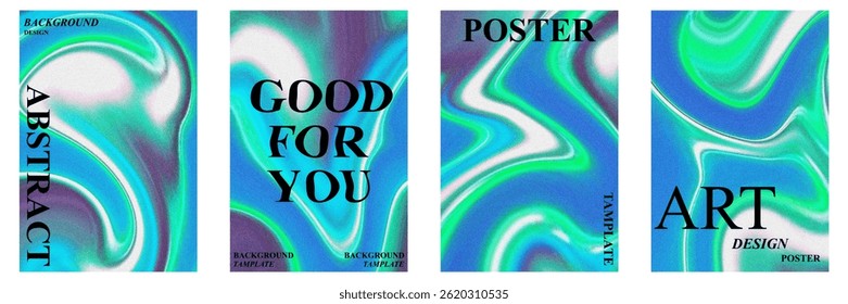 Abstract poster set with wavy and textured grain effect. Modern minimal design for creative backgrounds, art templates, and decorative prints. Vibrant and stylish