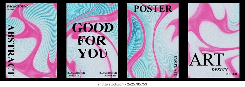 Abstract poster set with wavy and textured grain effect. Modern minimal design for creative backgrounds, art templates, and decorative prints. Vibrant and stylish