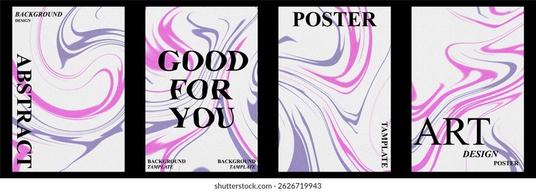 Abstract poster set with wavy and textured grain effect. Modern minimal design for creative backgrounds, art templates, and decorative prints. Vibrant and stylish