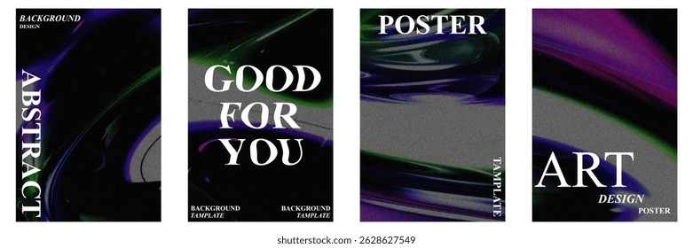 Abstract poster set with wavy and textured grain effect. Modern minimal design for creative backgrounds, art templates, and decorative prints. Vibrant and stylish