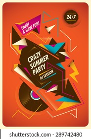 Abstract poster for summer party. Vector illustration.