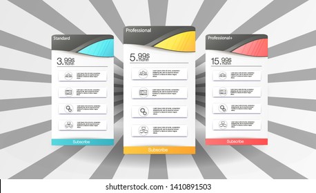 Abstract poster with tariff. Web banner template. Vector concept. Presentation template. Vector holiday poster. Pricing tag label template isolated.