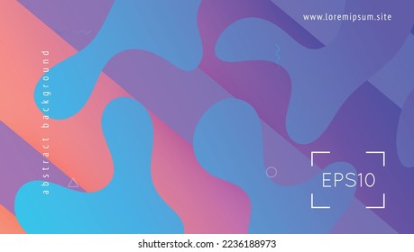 Abstract Poster. Technology Backdrop. Trendy Frame. Cool Landing Page. Flat Digital Flyer. Purple Memphis Design. Neon Texture. Gradient Shape. Violet Abstract Poster
