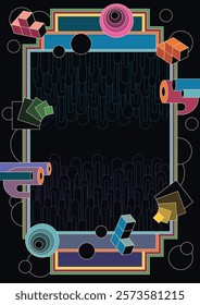 Abstract Poster Template, 3D Abstraction Geometric Shapes, Colorful Background for Posters, Covers, Illustrations