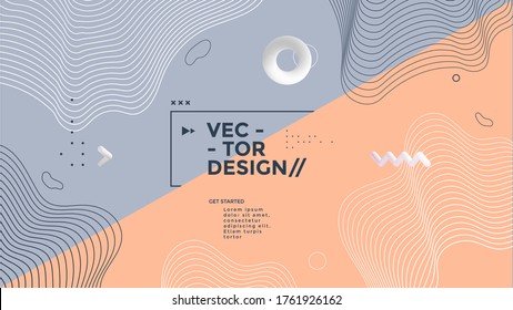 Abstract poster template with distortion Wave stripes. Cover design with geometric shapes composition. Futuristic design for Web Page. Vector illustration