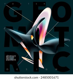 Abstractas Plantilla de póster con forma geométrica retorcida fluida y grandes Elementos tipográficos.