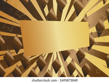 Abstract poster template with golden space on the middle. Design with creative Shapes. Gold banner with gradient colors on the background. Vector EPS 10.