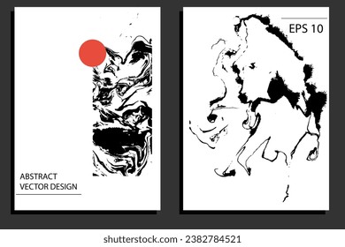 Abstract poster template, marble ink texture