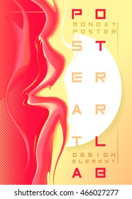 Abstract poster template. Modern art design. Colorful wave brochure for your  design. Cloud red of ink in poster paints.