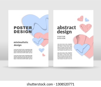 Abstract poster template. Paper hearts concept. It can be used in print and web
