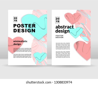 Abstract poster template. Paper hearts concept. It can be used in print and web