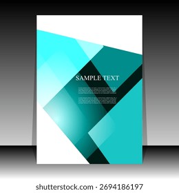 Abstract Poster Template – Teal and Black Geometric Shapes with Sample Text on White Background. A sleek and contemporary poster or flyer template featuring overlapping geometric shapes in shades of teal, turquoise, and black on a white background. The design creates a layered, dynamic effect with a central area labeled “SAMPLE TEXT” for customizable content. Ideal for use in promotional materials, business presentations, creative portfolios, tech branding, or artistic displays. The minimalist layout offers flexibility for both print and digital applications.
