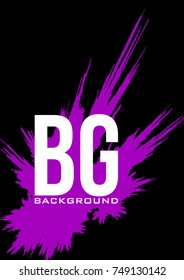 Abstract poster template with violet color stain on black background. Vector graphic layout