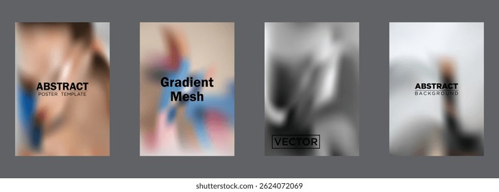 Abstract Poster Templates Gradient Mesh Backgrounds, Vector Designs

