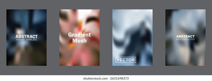 Abstract Poster Templates Gradient Mesh Backgrounds, Vector Designs
