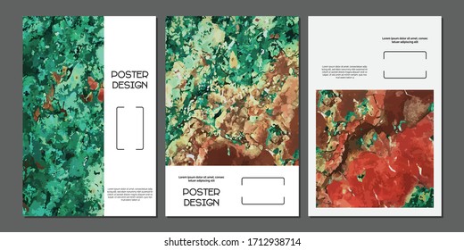 Abstract poster templates set universal design with marble textures