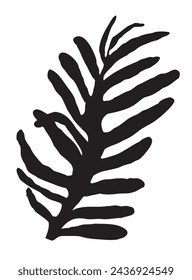 Abstraktes Poster mit tropischem Blatt. Moderner trendiger Matisse minimalistischer Stil. Zeitgenössisches Plakatset. Organische Form, handgezeichnete Wanddekoration. Vektorgrafik	