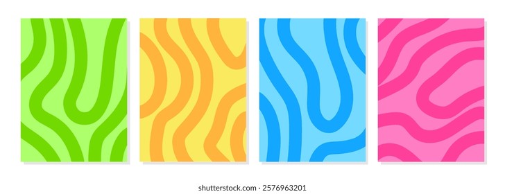 Abstract poster vector set. Fun wall decoration set. For interiors, decorative, banners, covers, cards.