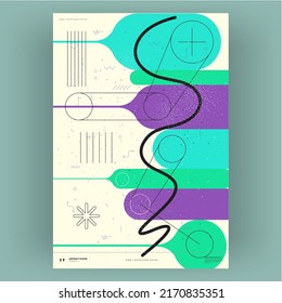 Afiche abstracto. Ilustraciones de moda vectorial de formas geométricas. Diseños de estilo Memphis y Bauhaus. La pintura moderna para el interior.