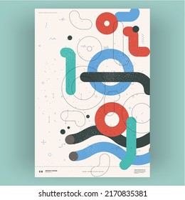 Abstract poster. Vector trendy illustrations of geometric shapes. Memphis and Bauhaus style designs. Modern painting for interior.