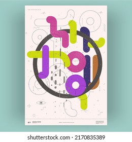 Abstract poster. Vector trendy illustrations of geometric shapes. Memphis and Bauhaus style designs. Modern painting for interior.