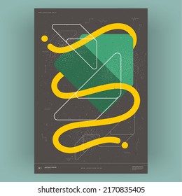 Abstract poster. Vector trendy illustrations of geometric shapes. Memphis and Bauhaus style designs. Modern painting for interior.