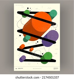 Abstract poster. Vector trendy illustrations of geometric shapes. Memphis and Bauhaus style designs. Modern painting for interior.