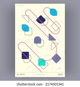 Afiche abstracto. Ilustraciones de moda vectorial de formas geométricas. Diseños de estilo Memphis y Bauhaus. La pintura moderna para el interior.