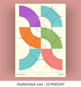 Abstract poster. Vector trendy illustrations of geometric shapes. Memphis and Bauhaus style designs. Modern painting for interior.