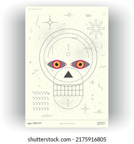 Abstract poster. Vector trendy illustrations of geometric shapes. Memphis and Bauhaus style designs. Modern painting for interior.
