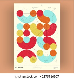 Abstract poster. Vector trendy illustrations of geometric shapes. Memphis and Bauhaus style designs. Modern painting for interior.