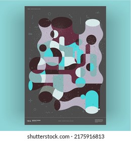 Abstract poster. Vector trendy illustrations of geometric shapes. Memphis and Bauhaus style designs. Modern painting for interior.