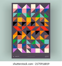 Abstract poster. Vector trendy illustrations of geometric shapes. Memphis and Bauhaus style designs. Modern painting for interior.