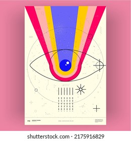 Abstract poster. Vector trendy illustrations of geometric shapes. Memphis and Bauhaus style designs. Modern painting for interior.