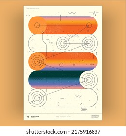 Abstract poster. Vector trendy illustrations of geometric shapes. Memphis and Bauhaus style designs. Modern painting for interior.