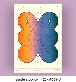 Abstract poster. Vector trendy illustrations of geometric shapes. Memphis and Bauhaus style designs. Modern painting for interior.