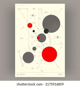 Abstract poster. Vector trendy illustrations of geometric shapes. Memphis and Bauhaus style designs. Modern painting for interior.