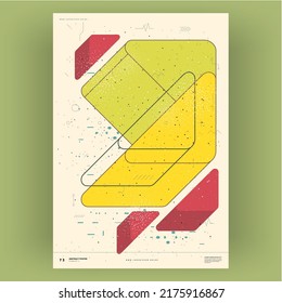 Abstract poster. Vector trendy illustrations of geometric shapes. Memphis and Bauhaus style designs. Modern painting for interior.
