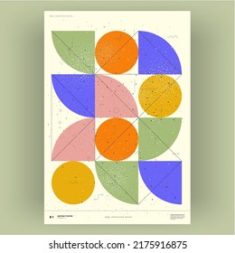 Abstract poster. Vector trendy illustrations of geometric shapes. Memphis and Bauhaus style designs. Modern painting for interior.