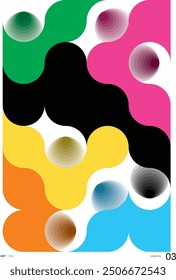 Abstract poster with vibrant colors, flowing shapes, and gradient depth effects. Ideal for modern wall art, graphic design, and prints. Perfect for contemporary decor and creative projects.