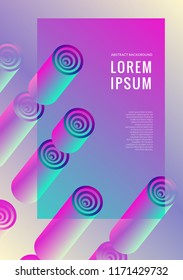 Abstract poster with vivid gradient background and cylinders. Vector poster template