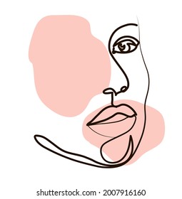 Abstract poster with woman line face. Vector abstract background concept.
